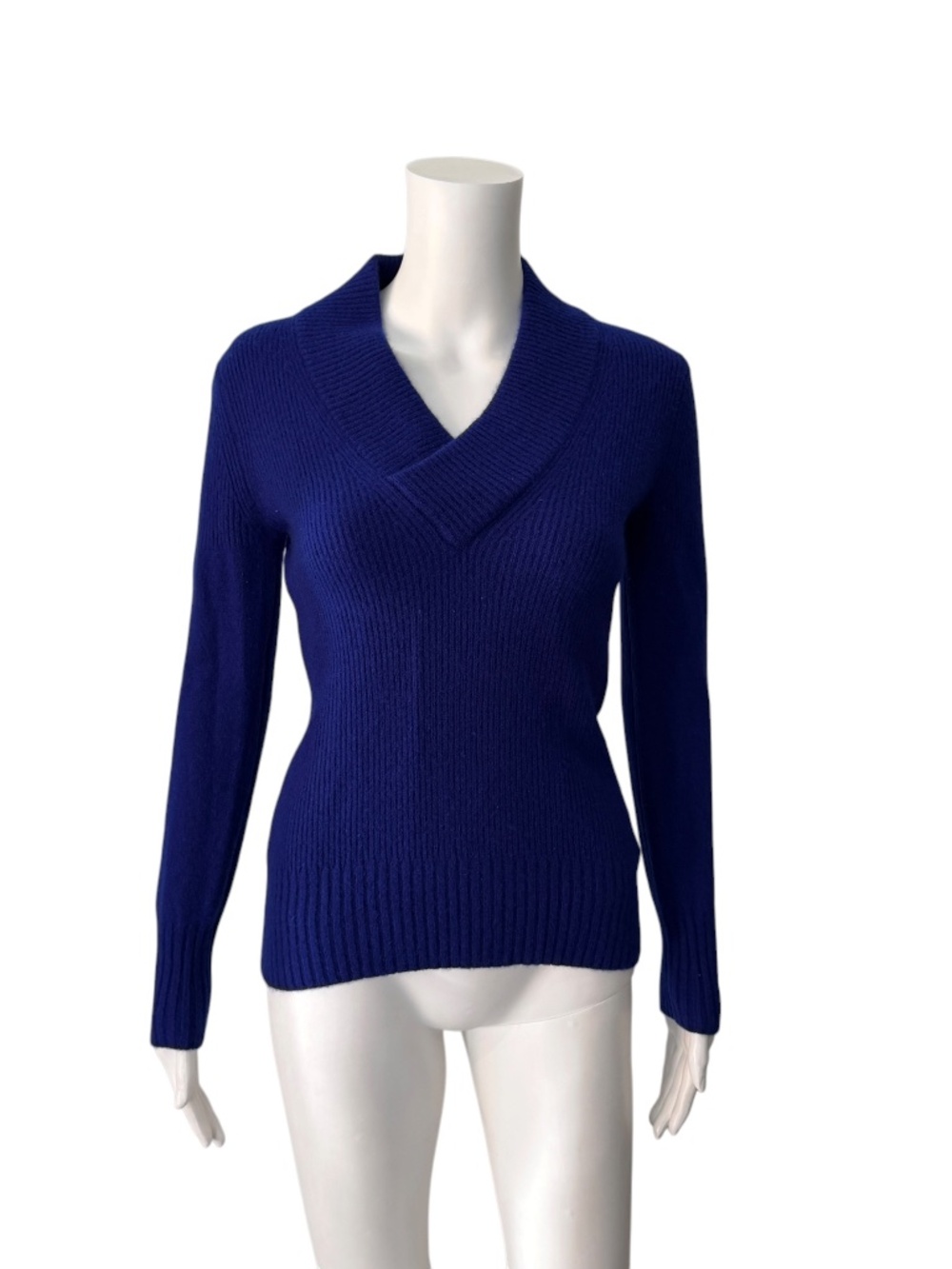 $1,150 Burberry London Blue Cashmere V-Neck Sweater Size Small